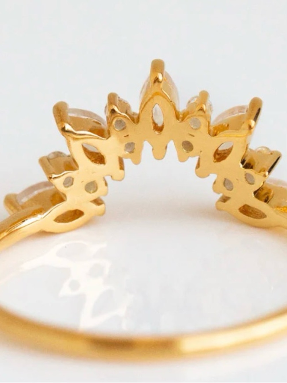 Gold Moonstone Sunrise Arc Ring in Iridescent White - Picture 6 of 6